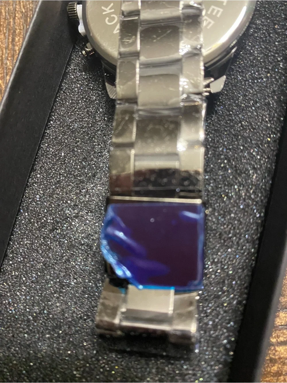 Shield Logo Men's Black Stainless Steel Wrist Watch